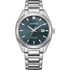 CITIZEN BM7620-83X Men's Analogue Quartz Watch with Stainless Steel Strap, Green, Bracelet