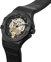Maserati Potenza Men's Watch, Automatic, Made of Steel, Black PVD, Leather - R8821108036