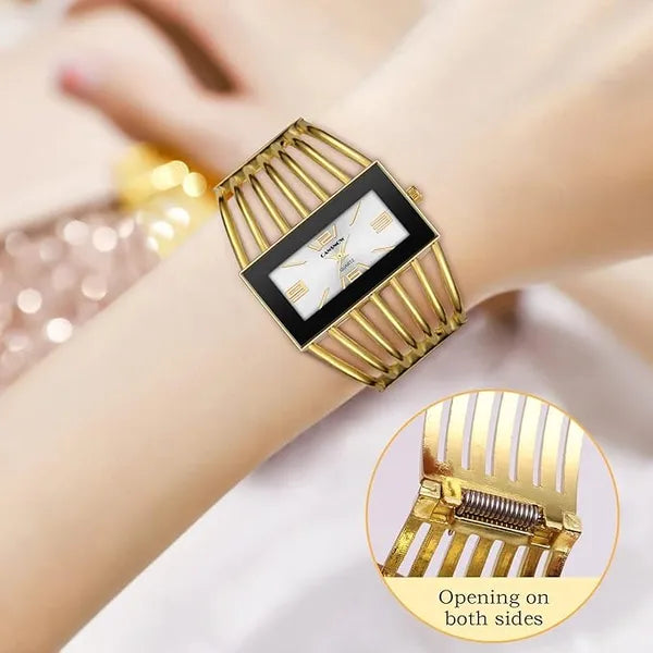 Ladies Watch, Bangle Ladies Watch Women Quartz Watch Ladies Wrist Watches with Rectangular Dial Elegant Wrist Watch Luxury Classic Skeleton Strap Quartz Ladies Watch Nice Gift for Women