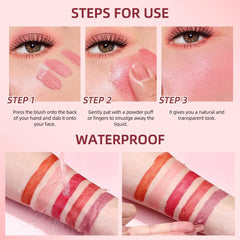 KANZA - Rose Cream Liquid Blush | Natural Flushed Finish Look, Dewy Cheek Tint | Soft Cream Face Blush Stick | Long-Wearing,Perfect Blending Liquid Blush Makeup for Cheeks|3.5g (#05 Orange)