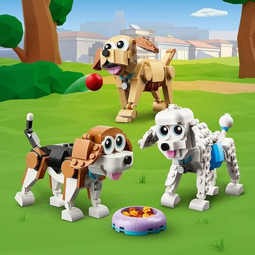 LEGO 31137 Creator 3 in 1 Adorable Dogs Set with Dachshund, Pug, Poodle Figures and More Breeds, Animal Building Toy for Kids aged 7 and Up, Gift for Dog Lovers