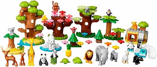 LEGO DUPLO Wild Animals of the World Toy with 22 Animal Figures, Sounds and World Map Playmat, Educational Gifts for Toddlers, Kids, Girls & Boys Aged 2-5 Year Old 10975