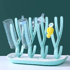 PRITZKER Baby Bottle Drying Rack BPA-Free, Toddler Sippy Cups Infant Dishes and Accessories Countertop Dryer Rack with Drainer Tray.