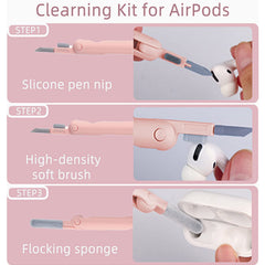 AWH Gtinna 7 in 1 Computer Keyboard Cleaning Brush Set Earbuds Cleaning Pen Wireless Bluetooth Headset Charging Box Electronics Keyboard Cleaning Tools Cleaner Keycap Puller Kit (Pink)