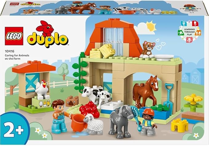 LEGO DUPLO Town Caring for Animals at the Farm Toys for Toddlers, Farmhouse with Horse, Cow and Chicken Figures, Learning Toy Set for Kids, Girls & Boys Aged 2 Plus 10416