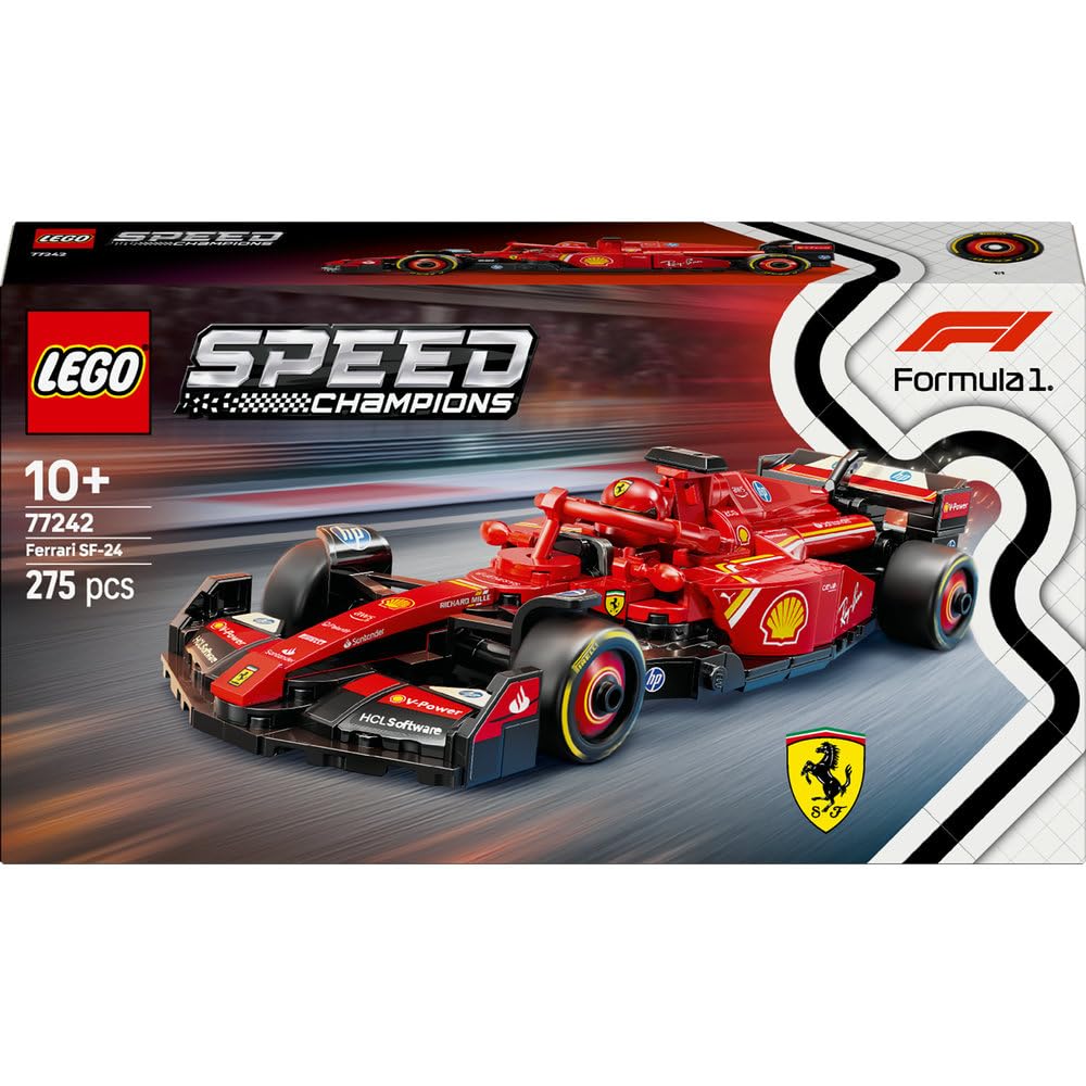 LEGO Speed Champions Ferrari SF-24 F1 Race Car Toy with a Collectible Formula 1 Driver Minifigure - Model Kits for 10+ Year Old Boys & Girls or Adult Motorsport Fans 77242