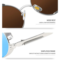 Joopin Steampunk Round Sunglasses - Metal Frame, 100% UV Protection (B04-Silver Mirrored Blue)
