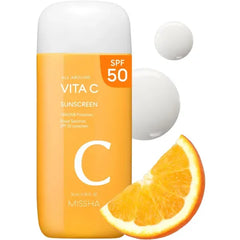 MISSHA All Around Vita C Sunscreen SPF 50/70ml - Korean Sunscreen for face with Vitamin C for Even Tone
