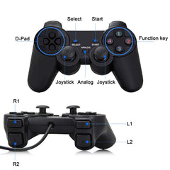 SQDeal 2 Pack USB Joystick Gamepad Gaming Pad Wired Controller with Double Vibration Feedback Motors for PC Computer Laptop Window (Black)