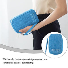 Azonee Travel Cable Organizer Bag, Portable Cable Organizer, Small Waterproof Electronic Accessories Storage Bag for Charger, Cable, Power Bank, Memory Card, Earphone, Phone, Adapter (Blue)