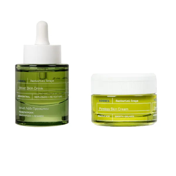 KORRES Santorini Grape Poreless Skin Power Duo Cream & Velvet Skin Drink, 2 Piece Set