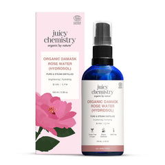 Juicy Chemistry Organic Rose Water Face Toner for Glowing, Brighter and Hydrated Skin Made with Bulgarian Damask Roses Clinically Tested Transparent - 100 ml