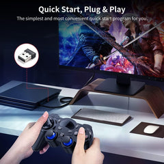 Angju USB Wireless Gaming Controller Gamepad for PC/Laptop Computer(Windows XP/7/8/10) & PS3 & Android & Steam - [Black] (Black)