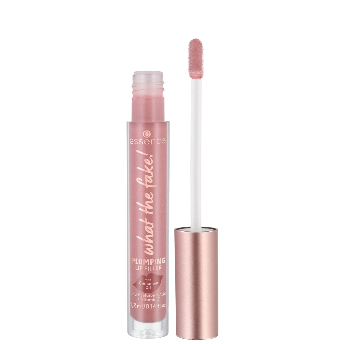 essence what the fake! Plumping Lip Filler, Lip Gloss, No. 02, Nude, Moisturising, with Vitamins, Cooling, Shiny, Vegan, Perfume, Alcohol, Parabens, Pack of 1 (4.2 ml)
