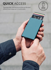 Pop Up Wallet, Slim Minimalist Credit Card Holder For Men and Women RFID Blocking Mini Metal Case - emerald green