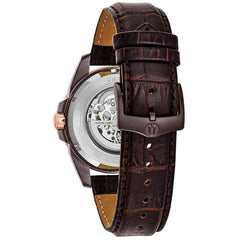 Bulova Men's Classic Sutton 3-Hand 21-Jewel Automatic Watch, 42 Hour Power Reserve, Skeleton Dial, Luminous Hands, 100M Water Resistant, 43mm - Brown