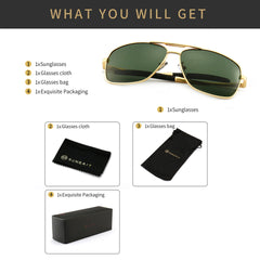 SUNGAIT Men's Polarized Square Aviator Sunglasses Durable Metal Frame for Fishing Driving Golf 100% UV Protection
