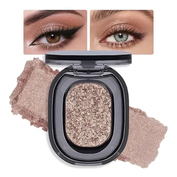 FeiCuiYun Glitter Shimmer Sparkle Eyeshadow Palette Makeup for Older Women, Glitter Brown Shimmer Metallic Holographic Multichrome Cream Iridescent Single Monochrome Eye Shadow Makeup (Brown)