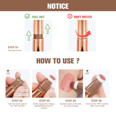 3 Pcs Liquid Contour Highlighter Blush Set - Long Lasting Waterproof Contour Beauty Wand with Cushion Applicator - Bronzer Contour & Shimmer Pearl Highlight Cream Pink Blusher (A Set)