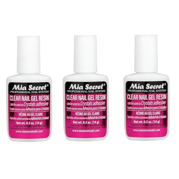 Mia Secret 3 pack Brush On Clear Nail Gel Resin Glues crystals