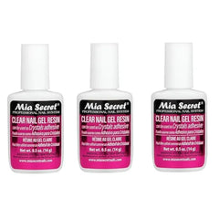 Mia Secret 3 pack Brush On Clear Nail Gel Resin Glues crystals