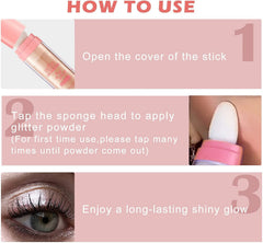 Highlighter Powder Stick, Body Glitter Highlighter Makeup, Brightens Makeup Stick for Face Body Hair Cosmetic, Highlighter Body Brightens the Natural Three-dimensional Face Powder Blusher 3 Pack