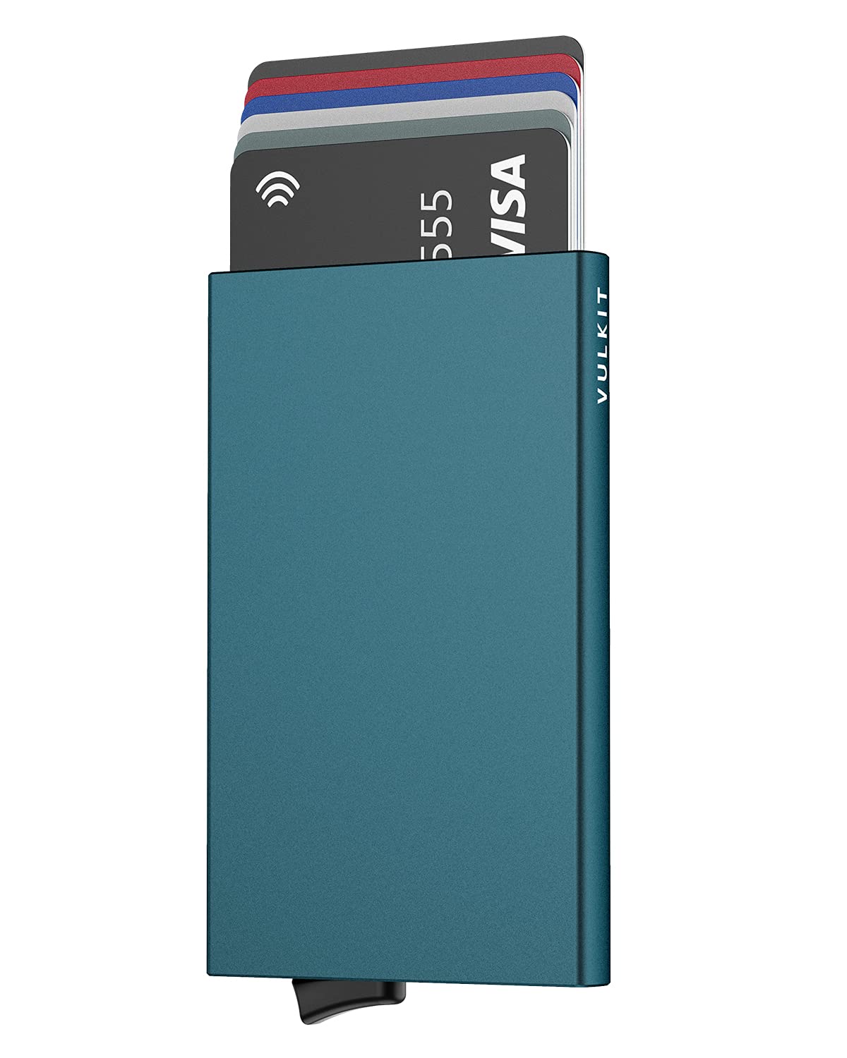 Pop Up Wallet, Slim Minimalist Credit Card Holder For Men and Women RFID Blocking Mini Metal Case - emerald green