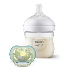 Philips Avent Natural Response Gift Set for Babies, Natural Response Baby Bottle 125 ml with Teat Size 2 (from Birth), Ultra Air Dummy, Model SCD837/10