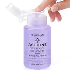Glamonade Acetone Nail Polish Remover Gel Polish Remover for Removal of Regular Nail Polish/Gel/Nail Tips/Glitter Polish Grape Scent Gel Nail Polish Remover with Easy Push Down Pump(6.34 Fl Oz)