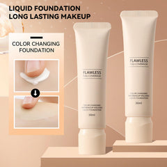 KASTWAVE Super Stay Liquid Foundation, Full Coverage Hydrating Waterproof Foundation with 6Pcs Powder Puff, Color Correcting, Perfect Concealer, Lightweight Warm Skin Tone Foundation, 30ml (1pcs)