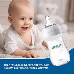MAKINGTEC 4 Pack Compatible with Baby Bottle Handles for Philips Avent Natural Baby Bottles,Baby Bottle Holder, Baby Feeding Bottles Handles - White