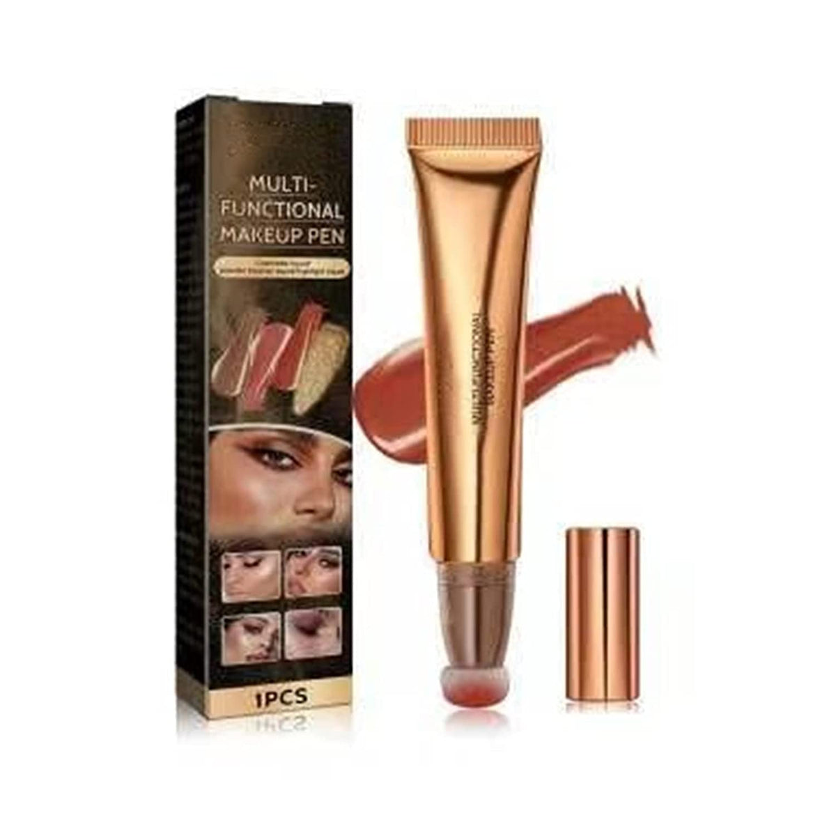 Contour Beauty Wand,Highlighter and Bronzer Stick with Cushion Applicator Attached Easy to Blend,Long Lasting & Smooth Natural Matte Finish (Cherry red)
