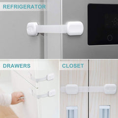 ECVV 12PCS Child Safety Locks White Baby Safety Latches Adjustable Child Proof Cabinet Latches 3M Adhesives Multi-Purpose Baby Locks for Furniture Door Fridge Oven Toilet