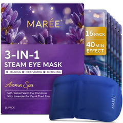 MAREE Steam Eye Mask — 3-in-1 Heated Eye Mask for Dry Eyes — Masks for Women for Puffy Eyes — Steam Eye Masks Disposable — Warm Compress for Eye