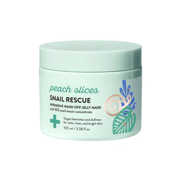Peach Slices | Snail Rescue Intensive Treatment Wash-Off Face Mask | 95% Snail Mucin | For Dark Spots & Blemishes | Refreshing & Calming Mask | Clear, Radiant, & Hydrated Skin | Skin Care | 3.38 oz