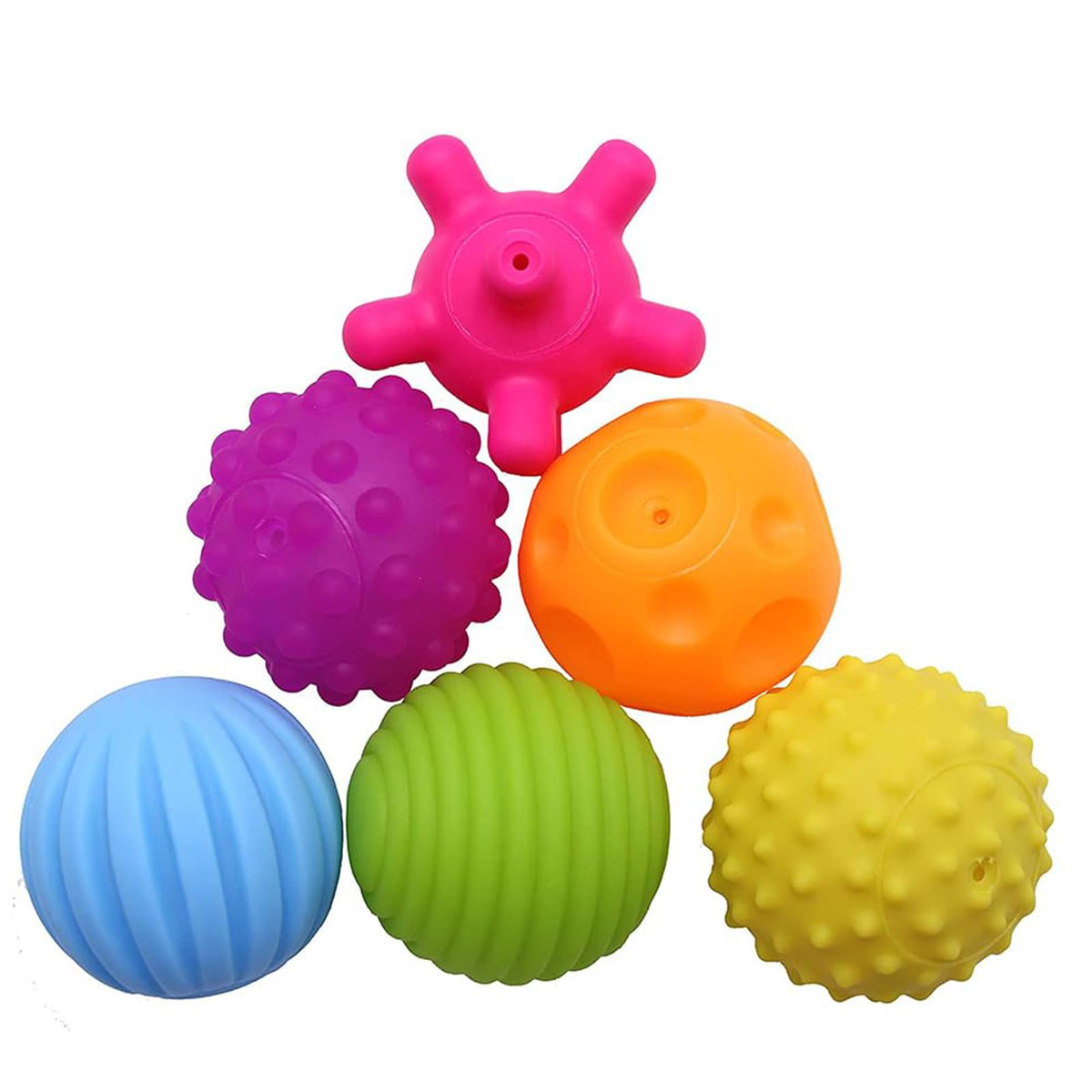 Paporich Baby Textured Multi Ball Set, Sensory Balls for Kids Toddlers 1-3, Extured Hand Catching Balls, 18 Months Baby Learning Grasping Soft Sensory Toys for Kids Gift (Set of 6)