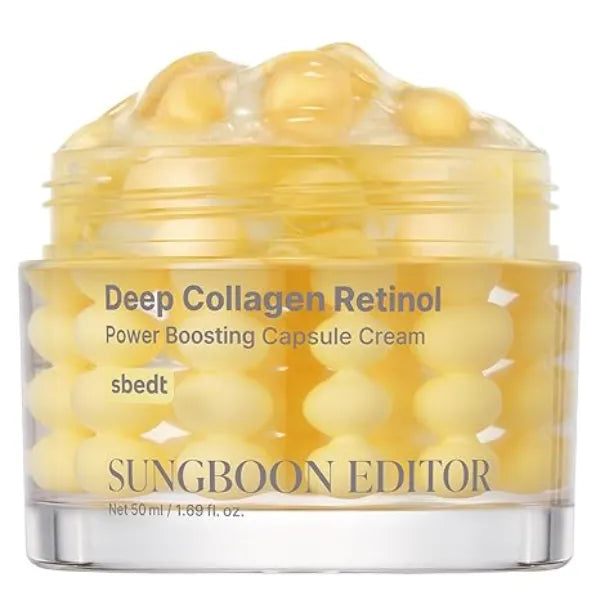 SUNGBOON EDITOR Deep Collagen Retinol Capsule Cream Anti Aging Cream for Wrinkles,Firming & Dry Skin 300K White Spicules+Collagen+Retinol Stocking Stuffers for Women Korean Skincare,1.69 fl.oz