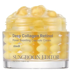 SUNGBOON EDITOR Deep Collagen Retinol Capsule Cream Anti Aging Cream for Wrinkles,Firming & Dry Skin 300K White Spicules+Collagen+Retinol Stocking Stuffers for Women Korean Skincare,1.69 fl.oz