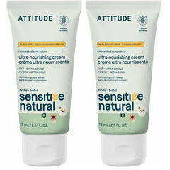 ATTITUDE Deep Moisturizing Body Cream, Plant and Mineral-Based Ingredients, Vegan and Cruelty-free Personal Care Products for Sensitive Skin, Unscented, 2.5 Fl Oz (Pack of 2)
