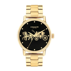 COACH WOMEN'S BLACK DIAL IONIC PLATED THIN GOLD STEEL BRACELET WATCH - 14504174