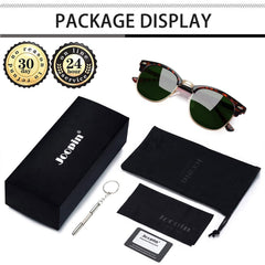 Joopin Polarized Semi Rimless Sunglasses Men Women, Classic Half Frame Sun Glasses UV Protection