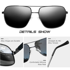 KANASTAL Polarized Sunglasses for Men Women, Large Memory Metal Frame Lightweight Sun Glasses 100% UV400 Protection Shades for Driving