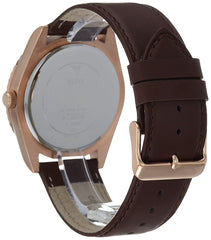 guess 42mm stainless steel day-date watch with coin edge bezel, brown/rose gold-tone, ns