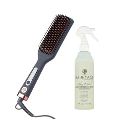 Hairitage 2-Pack Variety Set - Ceramic Heated Blowout Brush and Play It Cool Heat Protectant Spray