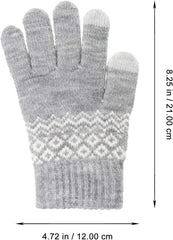 Women's Winter Touch Screen Gloves, Warm Fleece Lined Knit Gloves Elastic Cuff Winter Texting Gloves, Unisex Winter Warm Windproof Solid Color Knitted Mittens, Gloves with Touchscreen Fingers (Grey)