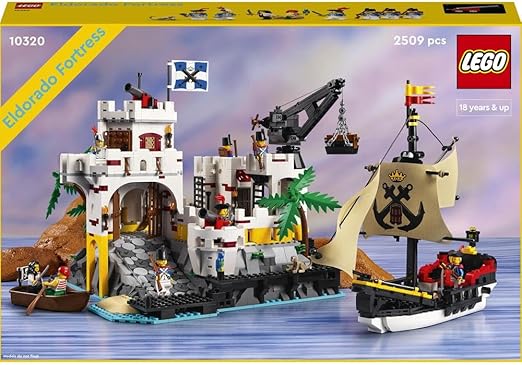 LEGO Icons Eldorado Fortress Classic Set for Adults to Build, Iconic Pirates Model Kit with Pirate Ship and 8 Minifigures, Nostalgic Gift for Men, Women, Him or Her from the 1980s Theme 10320