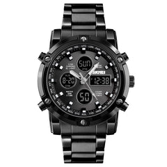SKMEI Mens Wrist Watch,Stainless Steel Analog Digital Sport Wrist Watch for Men, Black, Digital
