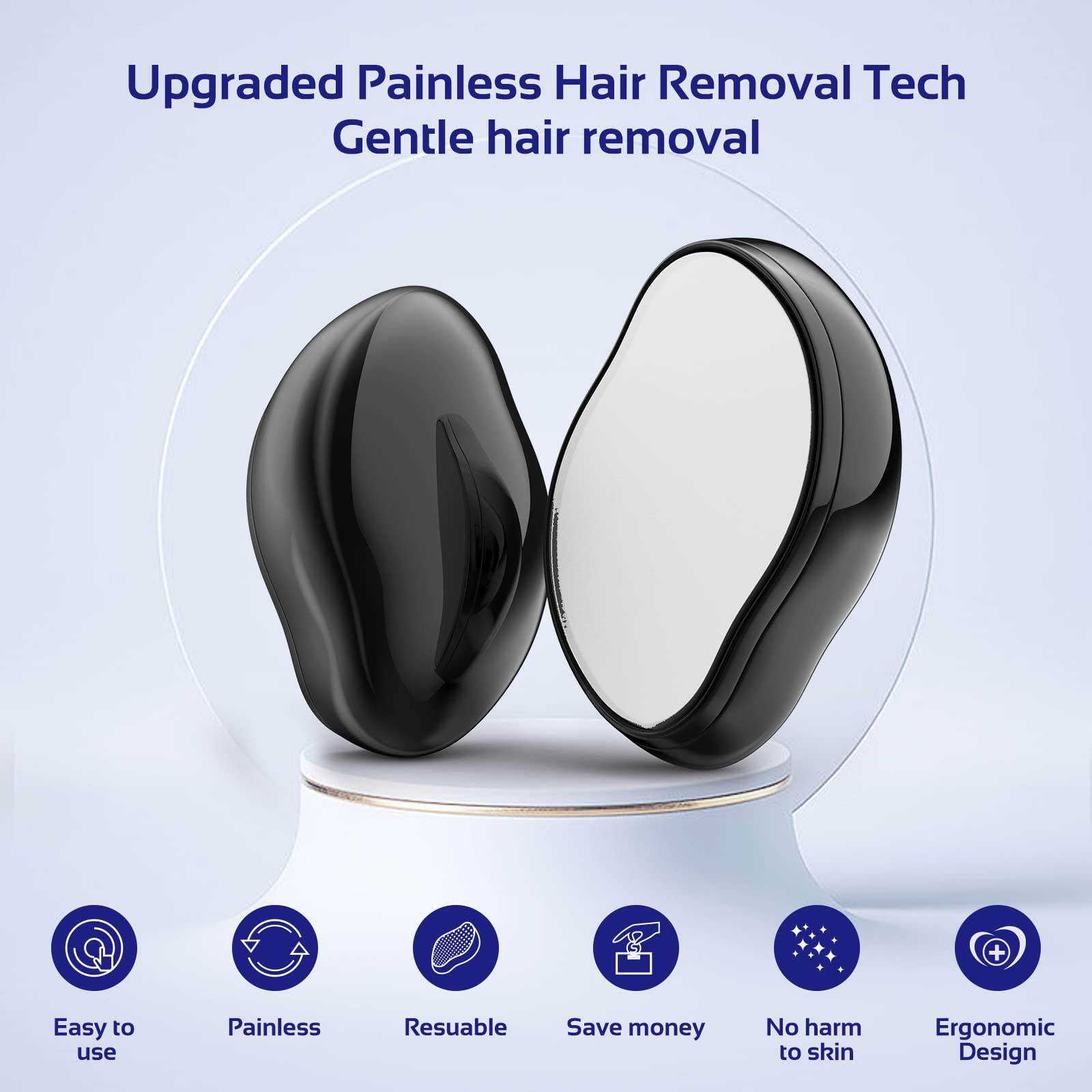 FREEAIR Crystal Hair Remover, Magic Painless Silky Smooth Hair Eraser Hair Removal Legs Arm Epilator Tool for Women and Men (JM-Black)