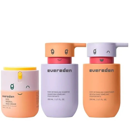 Evereden Happy Hair Kids Shampoo and Conditioner Set and Face Cream with SPF 20 Non Toxic Kids Face Moisturizer, Shampoo and Conditioner Set Gentle and Clean Ingredients