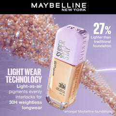 Maybelline New York Super Stay Lumi Matte Liquid Foundation, 30 HR Long Lasting yet Lightweight, 123, 35ml